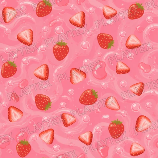 Cute Stylized Strawberry Fruit Tea Liquid Bright Colors Texture