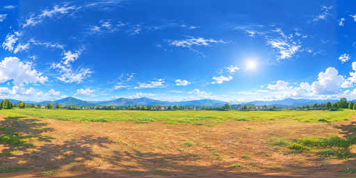 Colorful Waterfront City, Bright Clear-day HDRI Sphere preview showing a 360-degree HDRI environment sphere