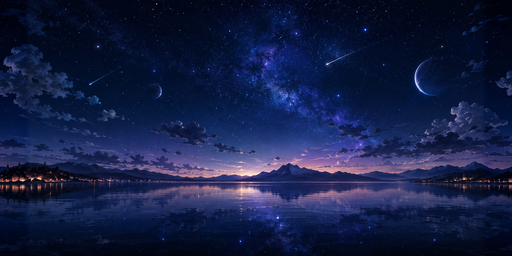 Clear Starry Night Over Violet Milky Way Lake HDRI Sphere preview showing a 360-degree HDRI environment sphere