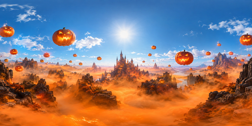 Pumpkin-lit Fantasy Desert Castle Under Orange Haze HDRI Sphere preview showing a 360-degree HDRI environment sphere