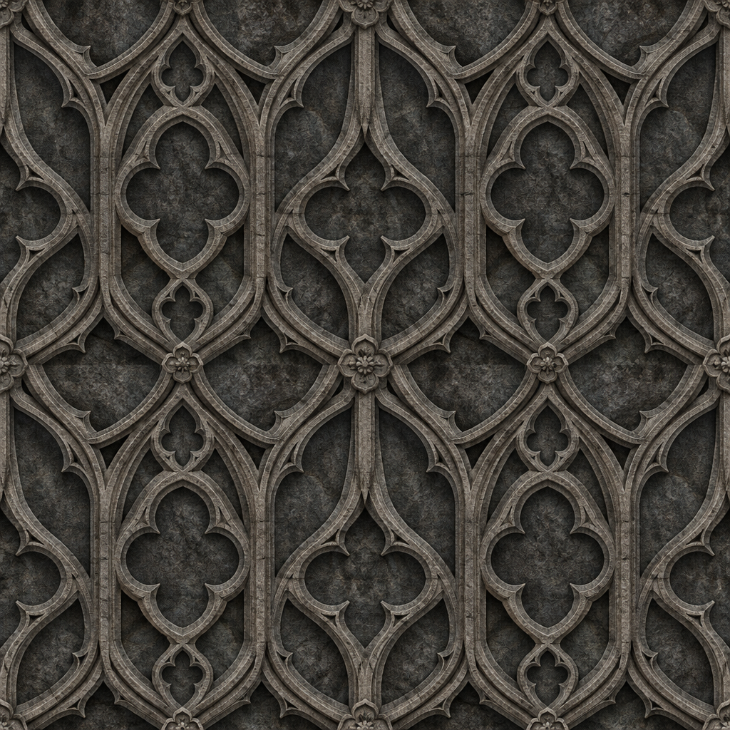 Charcoal Carved Gothic-Tracery Stone Facade Texture preview showing a natural facade texture