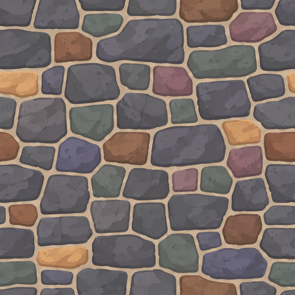 Muted Multicolor Stylized Cobblestone Mosaic Texture preview showing a natural stone texture