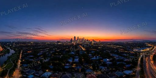 City Beltway Sunset HDRI Sphere preview showing a 360-degree HDRI environment sphere