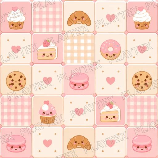 Kawaii Tile Bakery Use Flat Cartoon Style Texture preview showing a natural ceramic texture