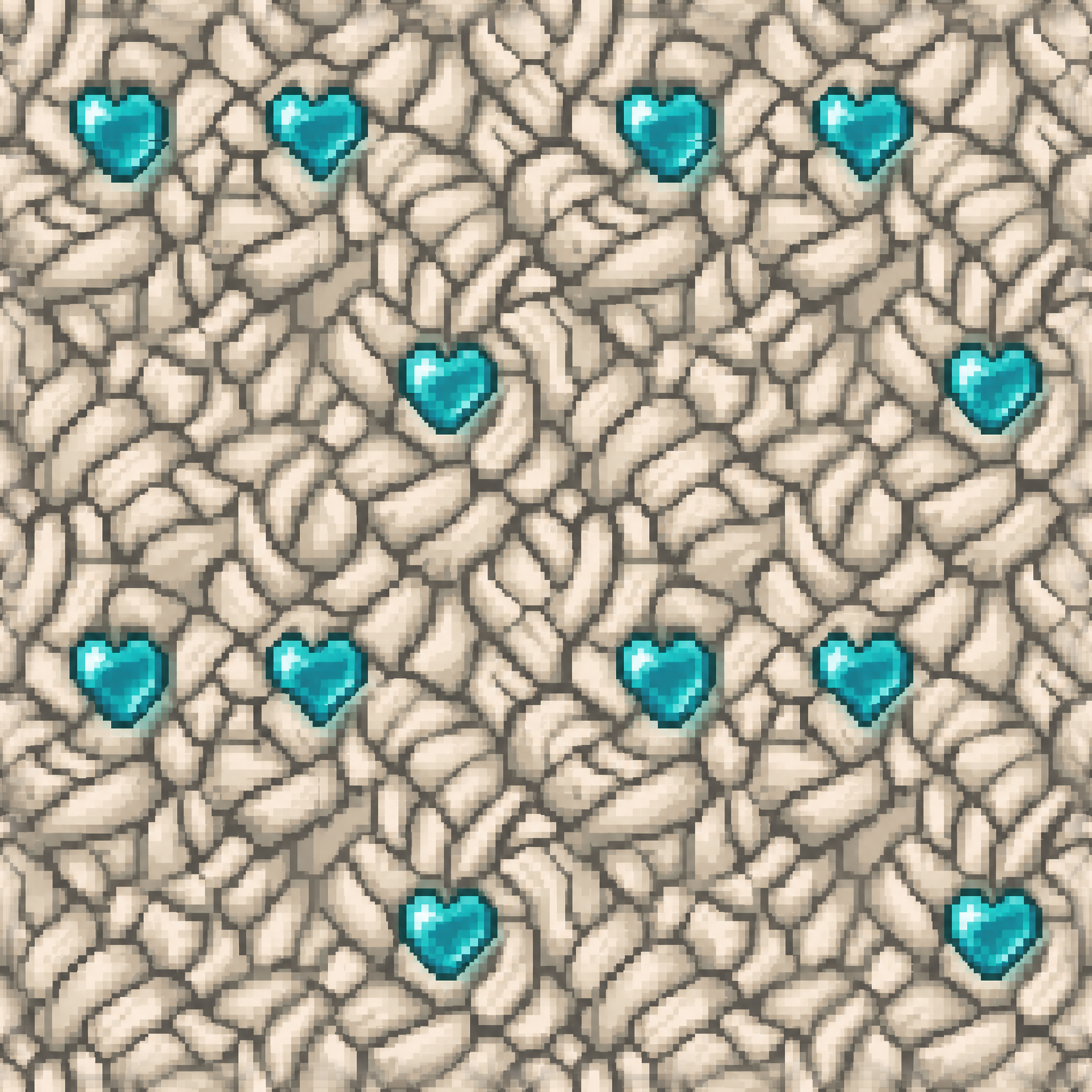 Pixel Art Cyan Heart Gem Cobblestone Texture preview showing a natural stone texture
