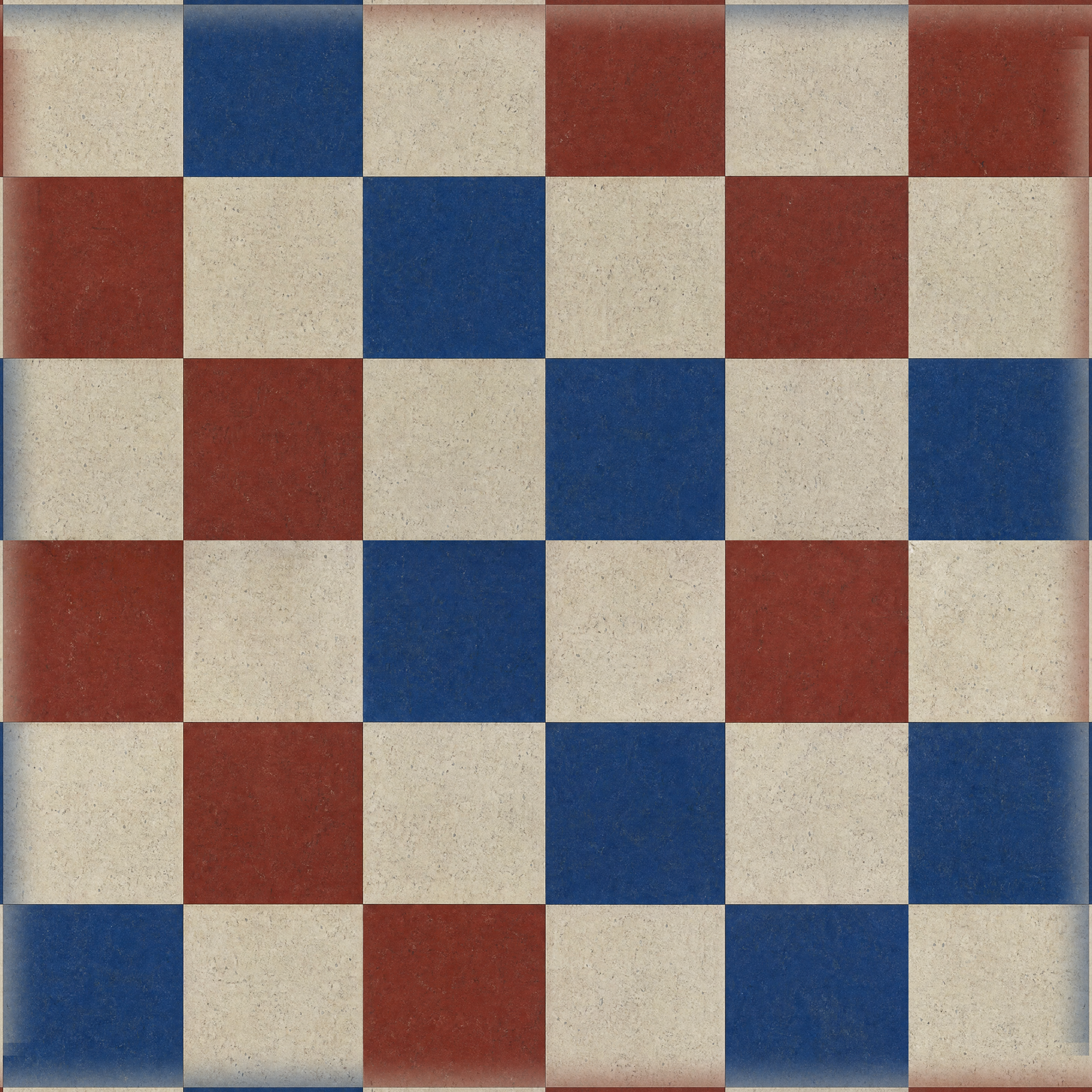 Blue Red And Cream Offset Checkerboard Tile Texture preview showing a worn ceramic texture