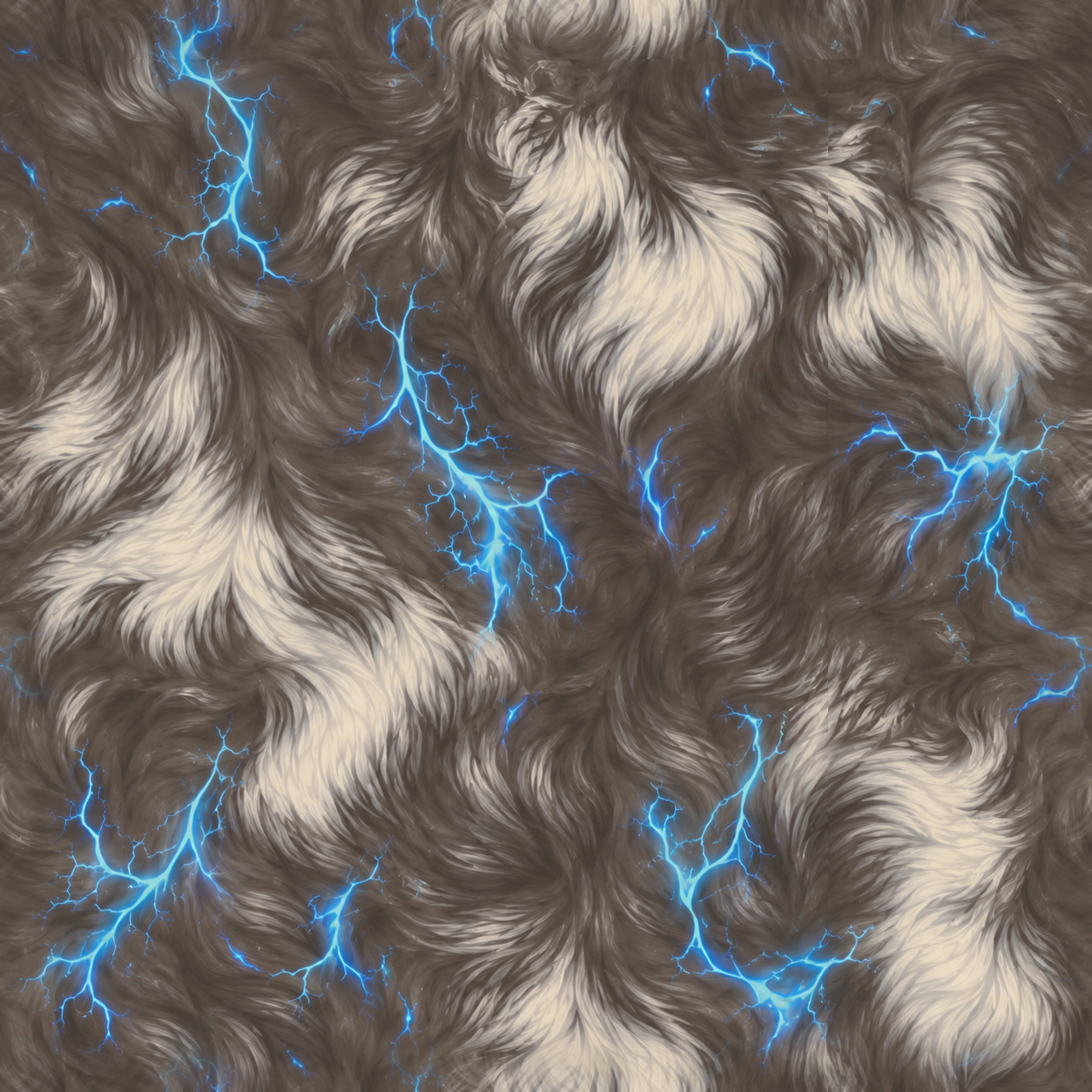 Gray Fur With Electric Blue Lightning Texture preview showing a stylized hair texture