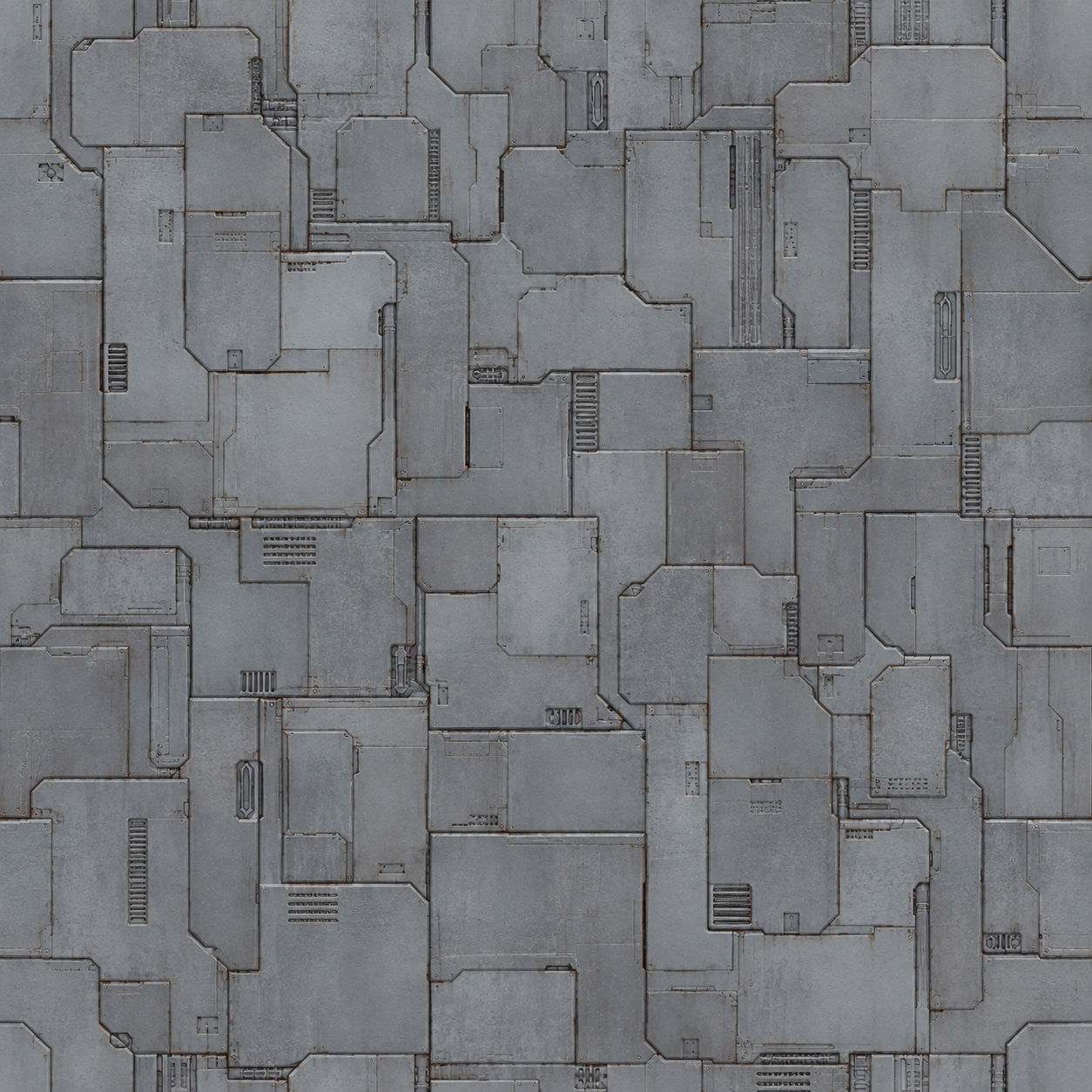 Gray Industrial Sci-Fi Panel Wall Texture preview showing a worn sci-fi texture
