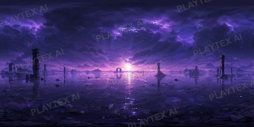 Violet Lightning Industrial Wetland HDRI Sphere preview showing a 360-degree HDRI environment sphere