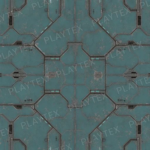Teal Sci Fi Panel Metal Texture preview showing a worn sci-fi texture