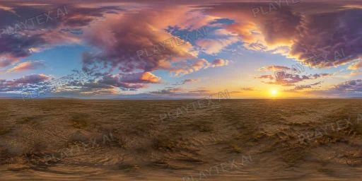 Golden Sunset Over Arid Plain HDRI Sphere preview showing a 360-degree HDRI environment sphere