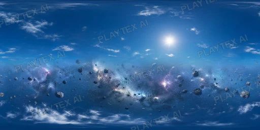 Blue Asteroid Field HDRI Sphere preview showing a 360-degree HDRI environment sphere