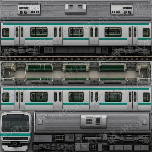 Minecraft-Style Japanese Commuter EMU Texture preview showing a industrial metal texture
