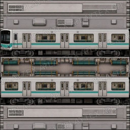Japanese Commuter Emu Train Undercarriage Texture preview showing a polished metal texture