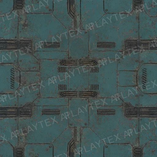 Weathered Teal Sci-Fi Floor Panel Texture preview showing a worn sci-fi texture