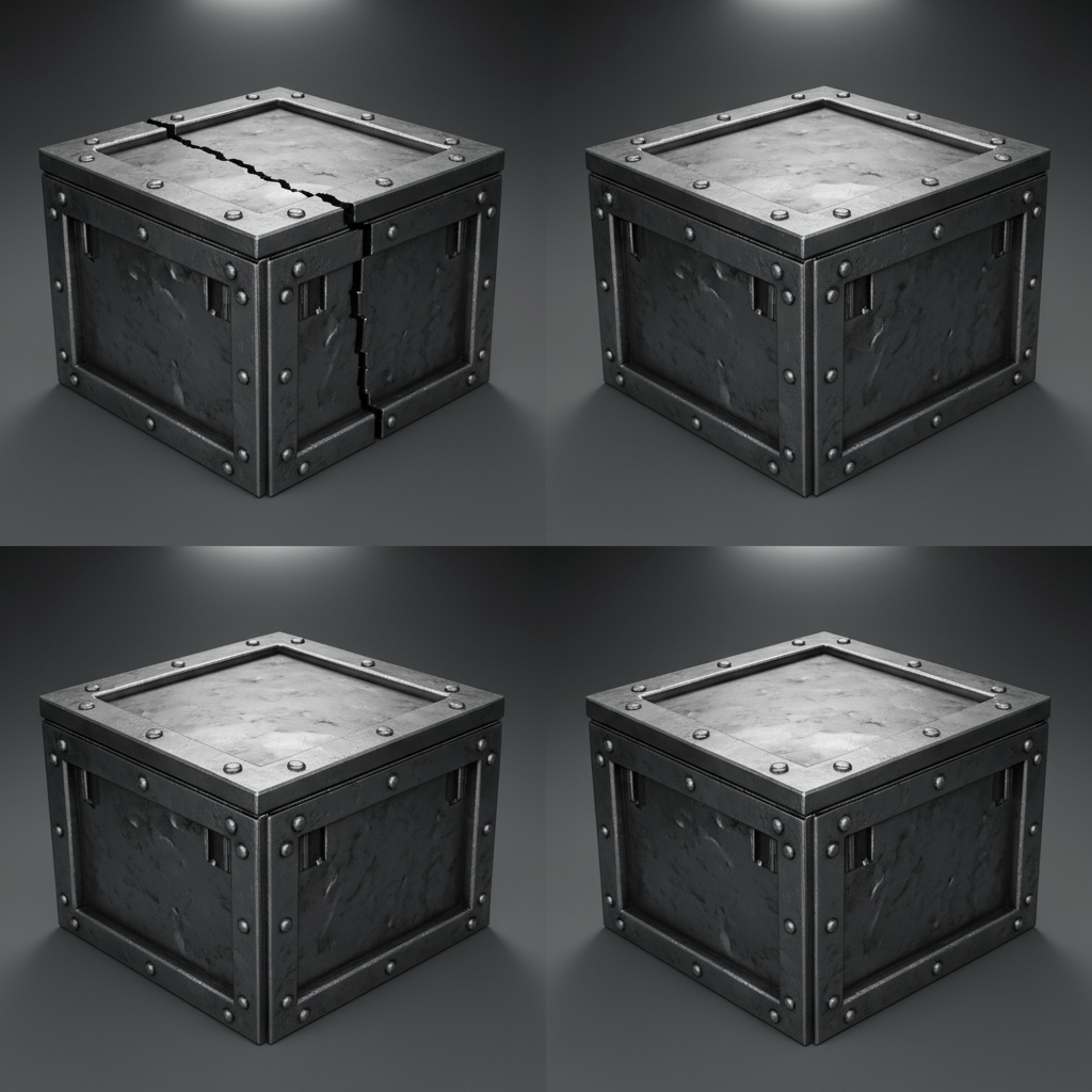 A split screen showing a 3D model with a problematic normal map on one side (showing seams and incorrect lighting) and the same model with a corrected, optimized normal map on the other side, demonstrating a clear visual improvement.