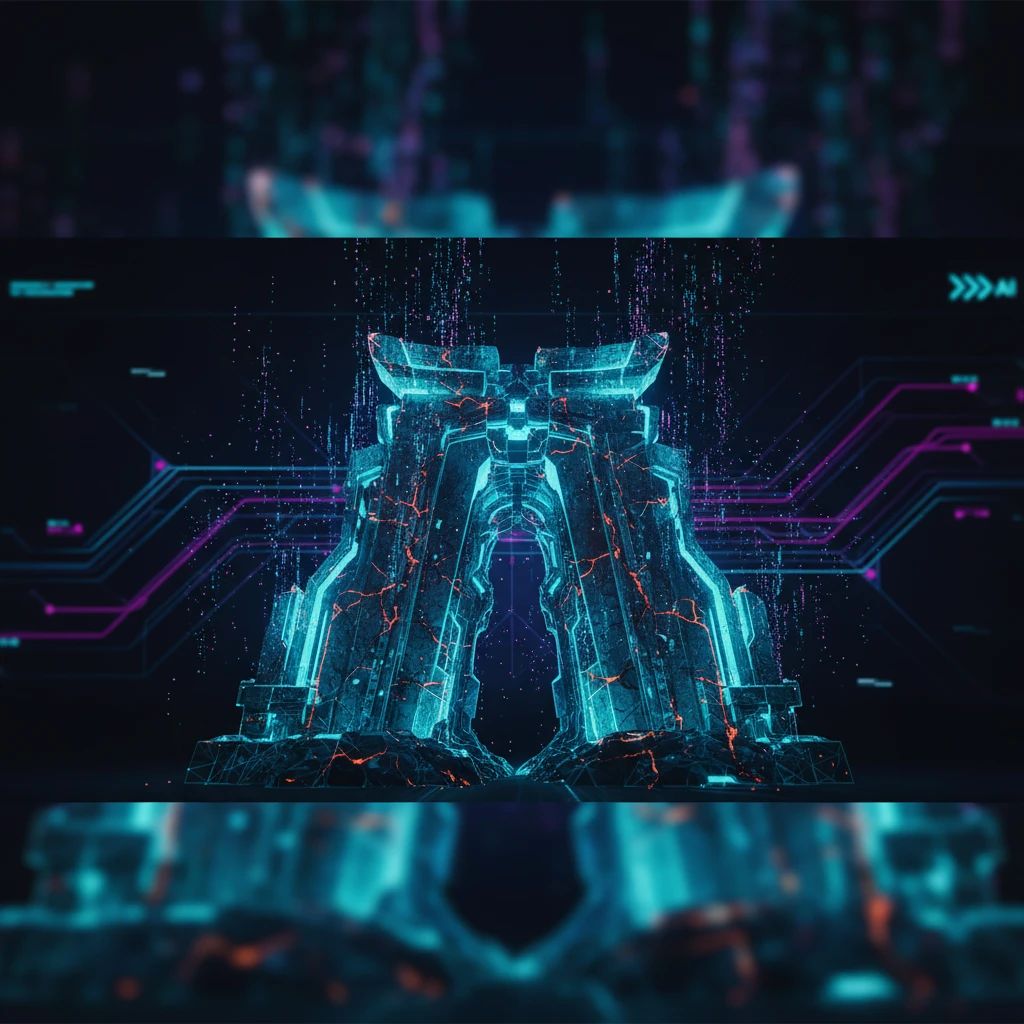 A futuristic 3D game asset with intricate normal map details, glowing with digital data streams, representing PlayTex AI's deterministic normal mapping capabilities.