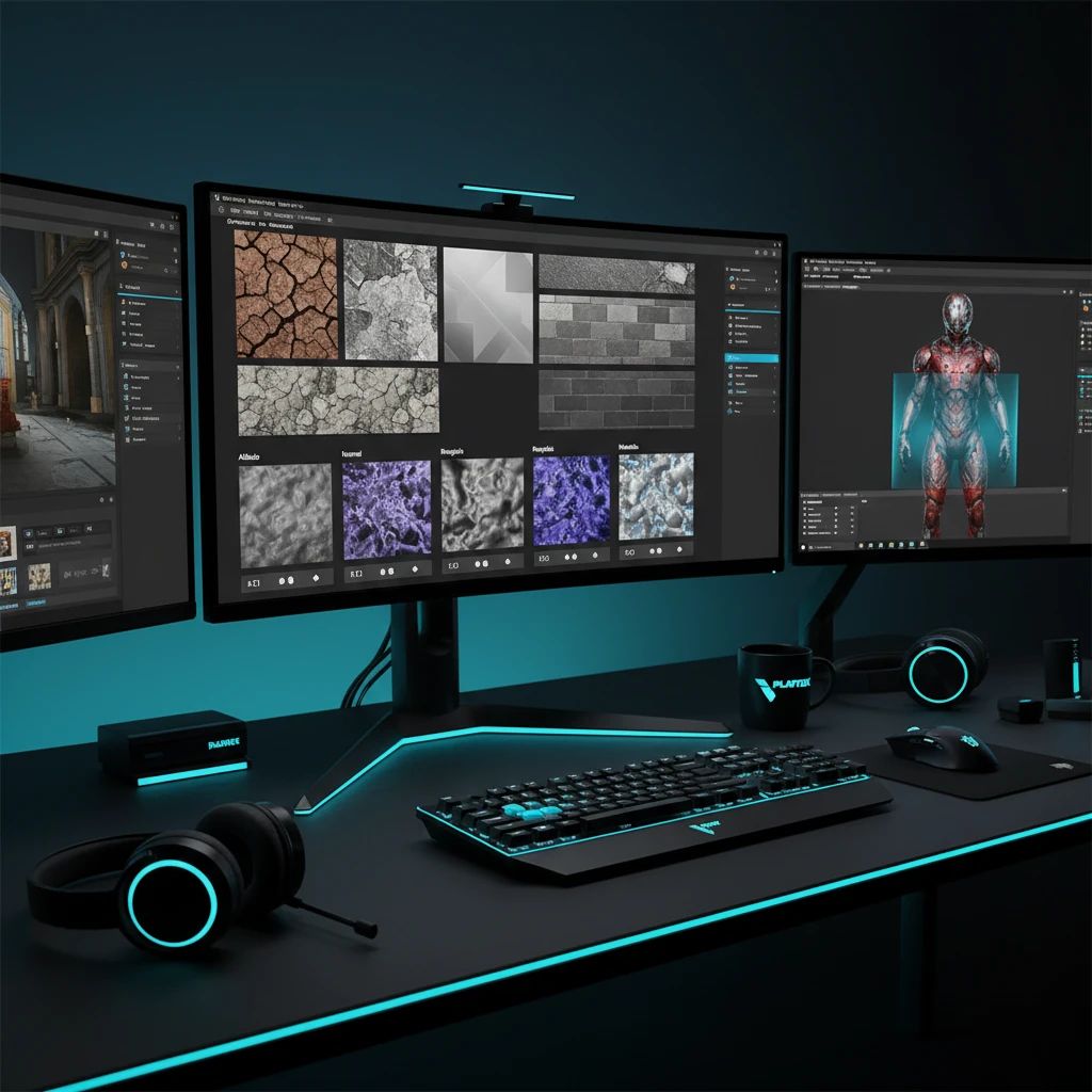 Free AI Texture Generator for Unity and Unreal Engine Materials supporting implementation visual