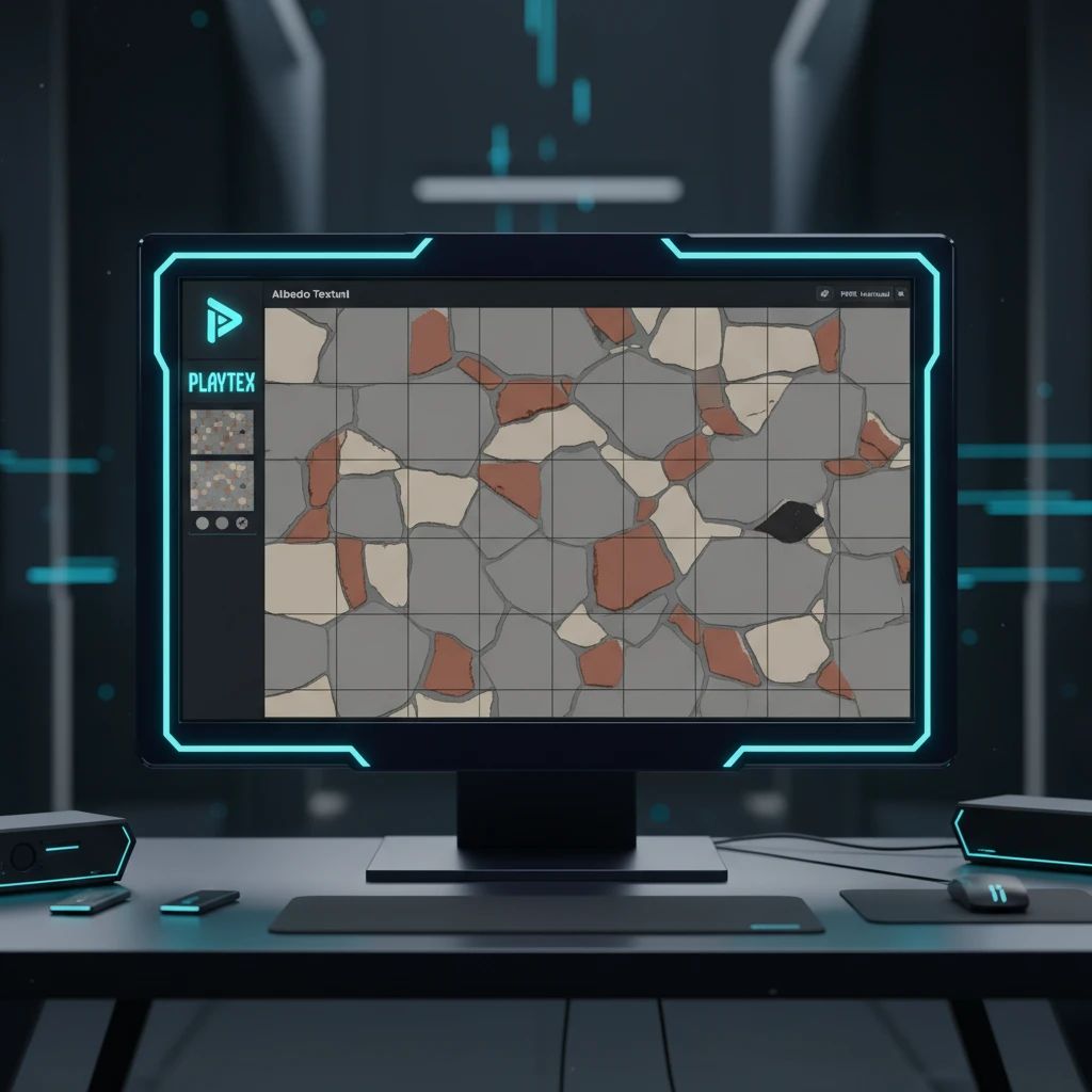 A visual representation of an Albedo texture map, showing flat, unshaded base colors for a stone wall material.