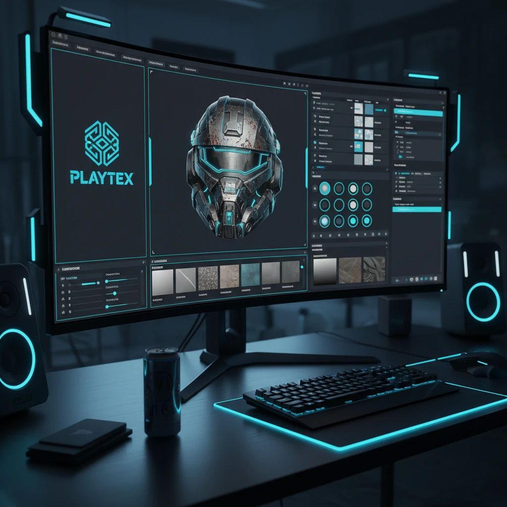 A 3D model being textured in a software interface, showcasing layers and brushes, representing traditional texturing tools.