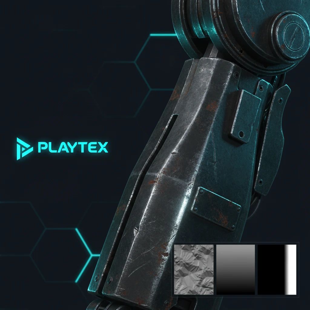 A close-up of a detailed 3D game asset, such as a character or environment piece, showcasing high-fidelity PBR textures in a game engine.